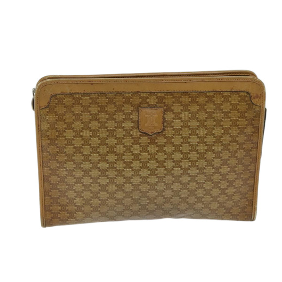 CELINE Macadam Canvas Clutch Bag Beige Auth 70658 - Picture 13 of 16